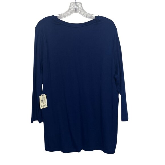 St Johns Bay Essential Tee Tshirt Women XXLT Blue New Vneck - Picture 2 of 7